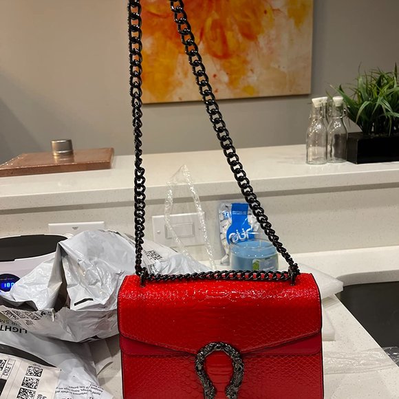 Neiman Marcus Red Croc-Embossed Horsebit Luxury Crossbody bag - Picture 5 of 5